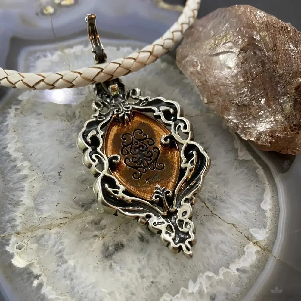 Carolyn Pollack Sterling & Bronze Amber Decorated Enhancer Pendant For Women - Picture 4 of 10